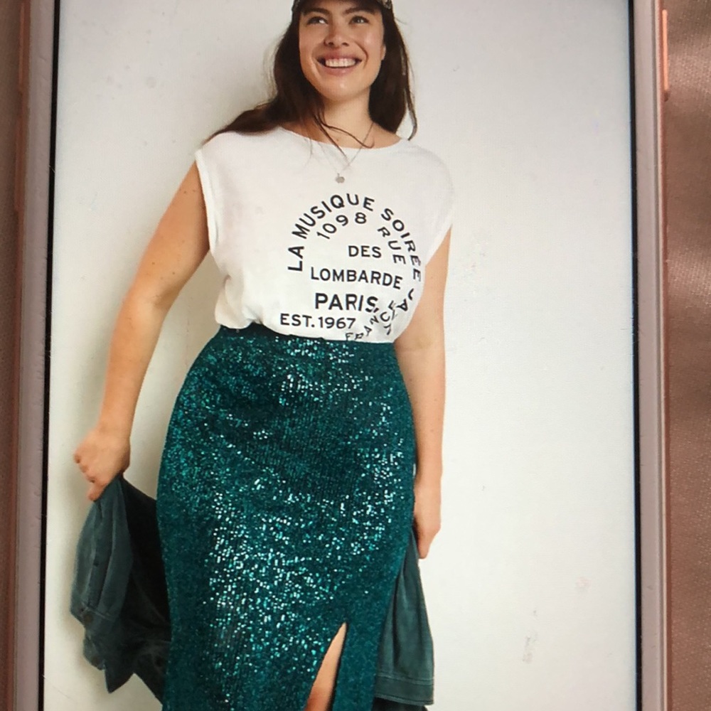 Anthropologie Maeve Alicia green sequin skirt